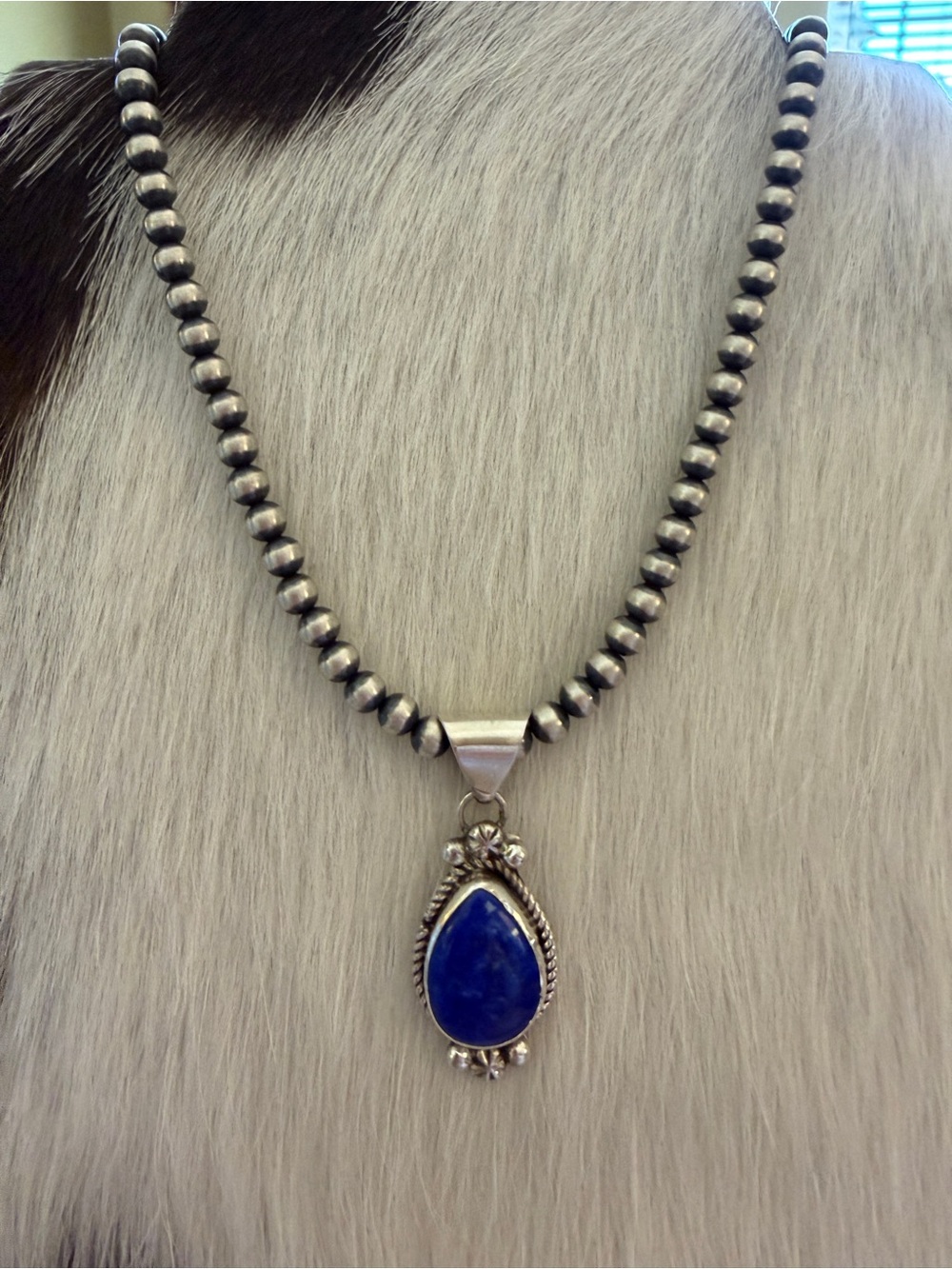 ❤️ Signed Navajo Robert Martinez Lapis Lazuli Sterling Statement Unisex Pendant - Picture 3 of 12